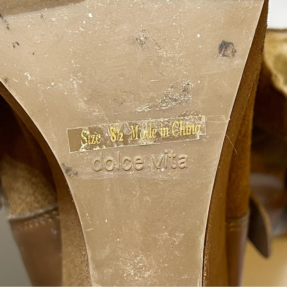 Dolve Vita Pistal Rust Suede Shearling Wedges Brown size 8.5 - Picture 7 of 7